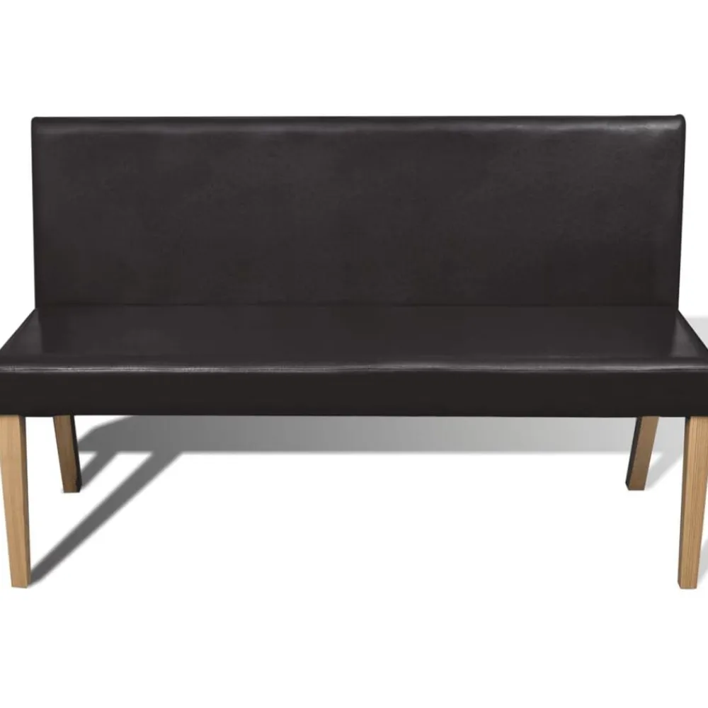 vidaXL Banco de cuero sintético 139,5 cm marrón oscuro Marrón oscuro Discount