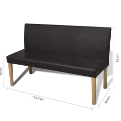 vidaXL Banco de cuero sintético 139,5 cm marrón oscuro Marrón oscuro Discount
