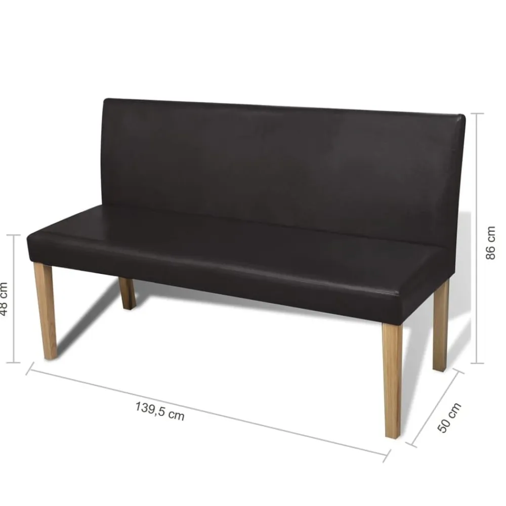 vidaXL Banco de cuero sintético 139,5 cm marrón oscuro Marrón oscuro Discount