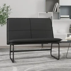 vidaXL Banco de cuero sintético 100x75x76 cm Negro Outlet
