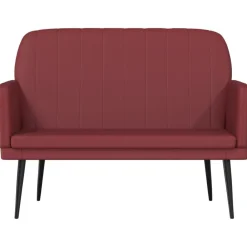 vidaXL Bancos-Banco de cuero sintético rojo tinto 107x80x81 cm