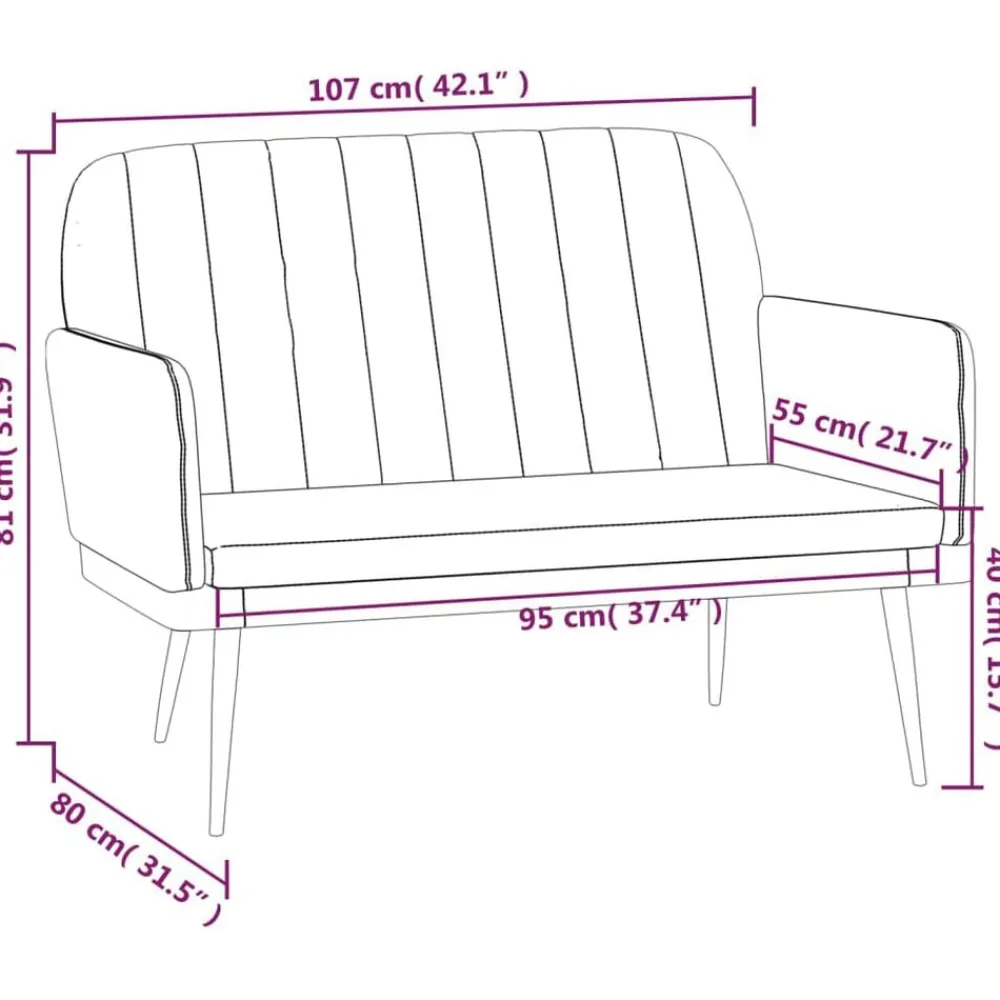 vidaXL Bancos-Banco de cuero sintético 107x80x81 cm