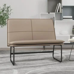 vidaXL Banco de cuero sintético color 100x75x76 cm Capuchino Clearance