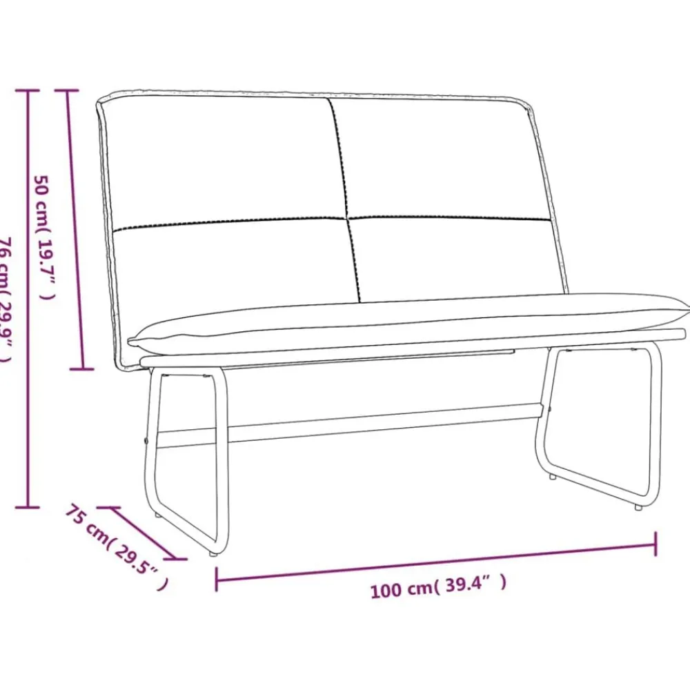 vidaXL Banco de cuero sintético color 100x75x76 cm Capuchino Clearance
