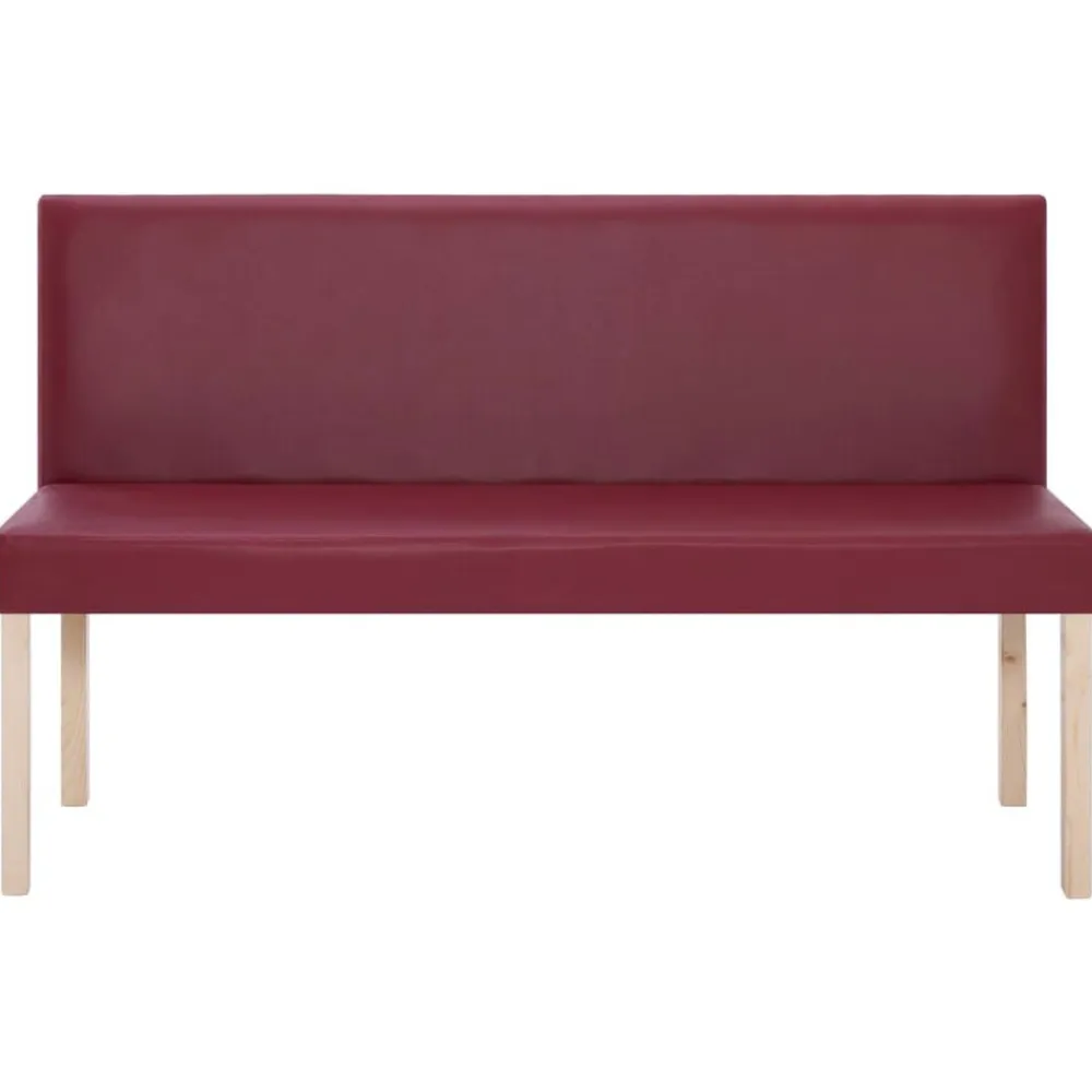 vidaXL Bancos-Banco de cuero sintético 139,5 cm color vino tinto