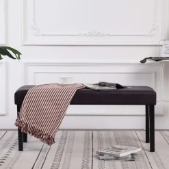 vidaXL Banco de cuero sintético 106 cm marrón Marr&oacute;n oscuro Outlet