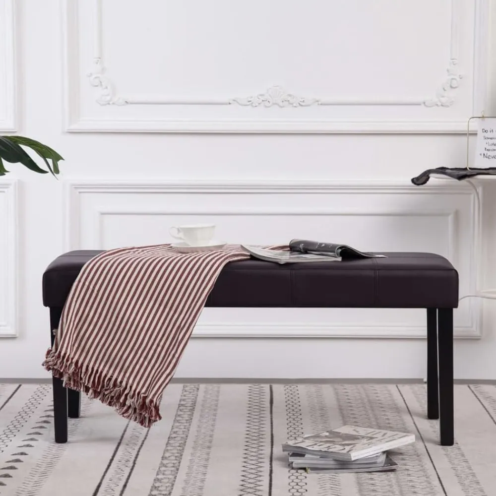 vidaXL Banco de cuero sintético 106 cm marrón Marrón oscuro Outlet