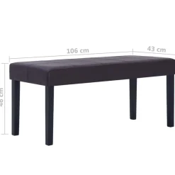 vidaXL Banco de cuero sintético 106 cm marrón Marrón oscuro Outlet
