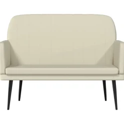 vidaXL Banco de cuero sintético color 107x80x81 cm Crema Clearance