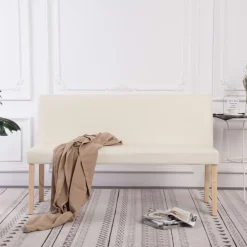vidaXL Banco de cuero sintético 139,5 cm color Crema Hot