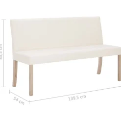 vidaXL Banco de cuero sintético 139,5 cm color Crema Hot