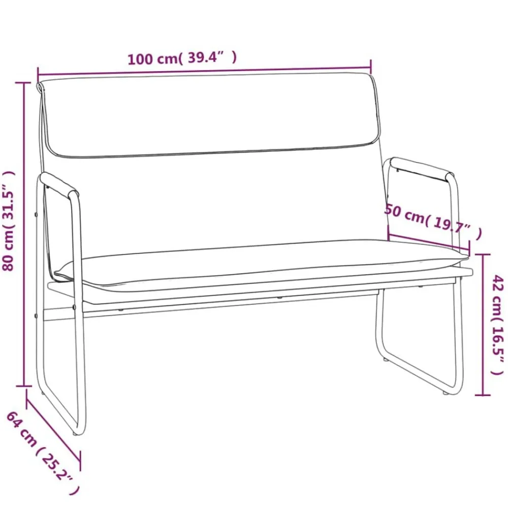 vidaXL Banco de cuero sintético color 100x64x80 cm Capuchino Clearance