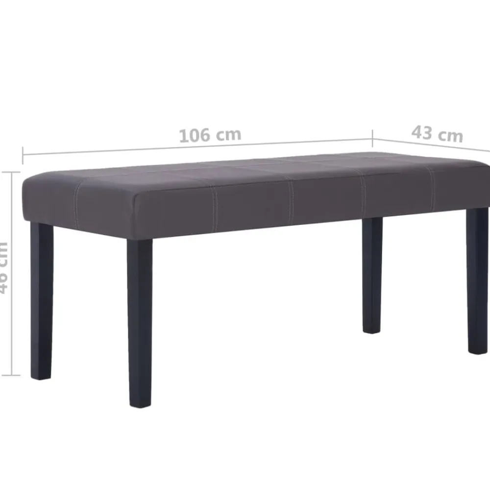 vidaXL Banco de cuero sintético 106 cm Gris