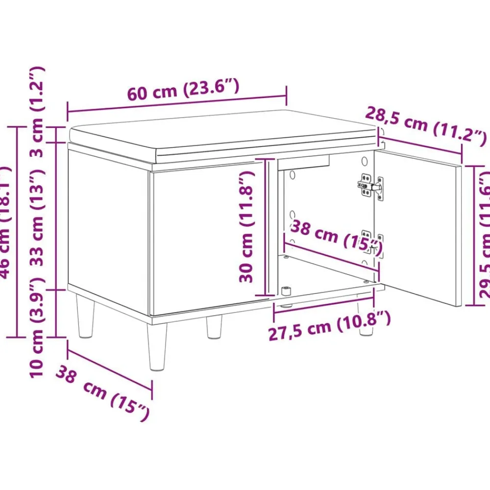 vidaXL Bancos-Banco de entrada 60 x 38 x 46 cm Madera Ingenierizada y Tela