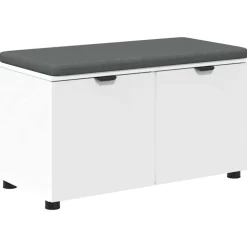 vidaXL Banco de entrada 80 x 38 x 46 cm Madera Ingenierizada y Tela White Hot