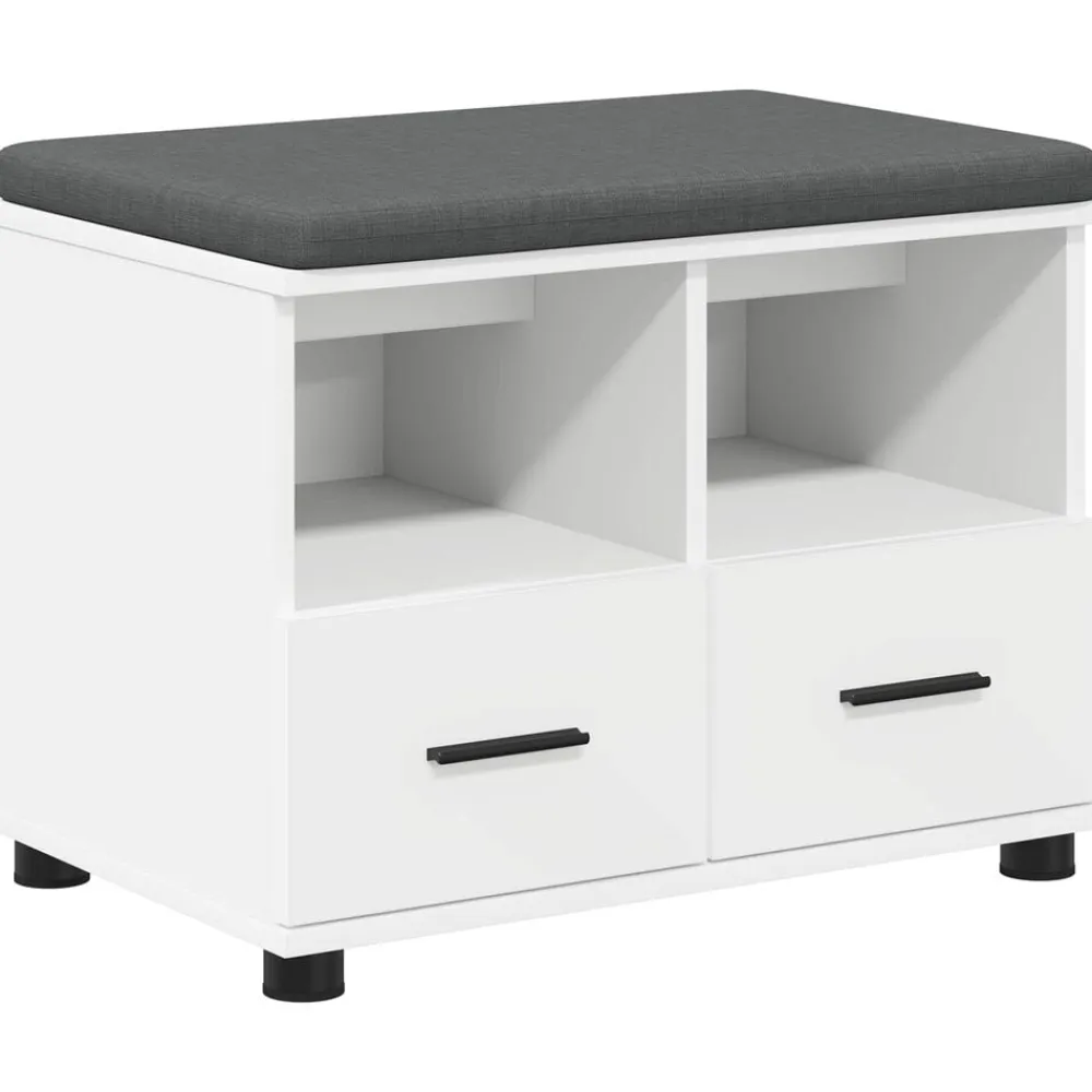 vidaXL Banco de entrada 60 x 38 x 46 cm Madera Ingenierizada y Tela White Outlet