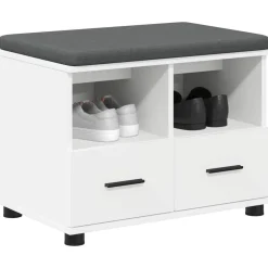 vidaXL Banco de entrada 60 x 38 x 46 cm Madera Ingenierizada y Tela White Outlet