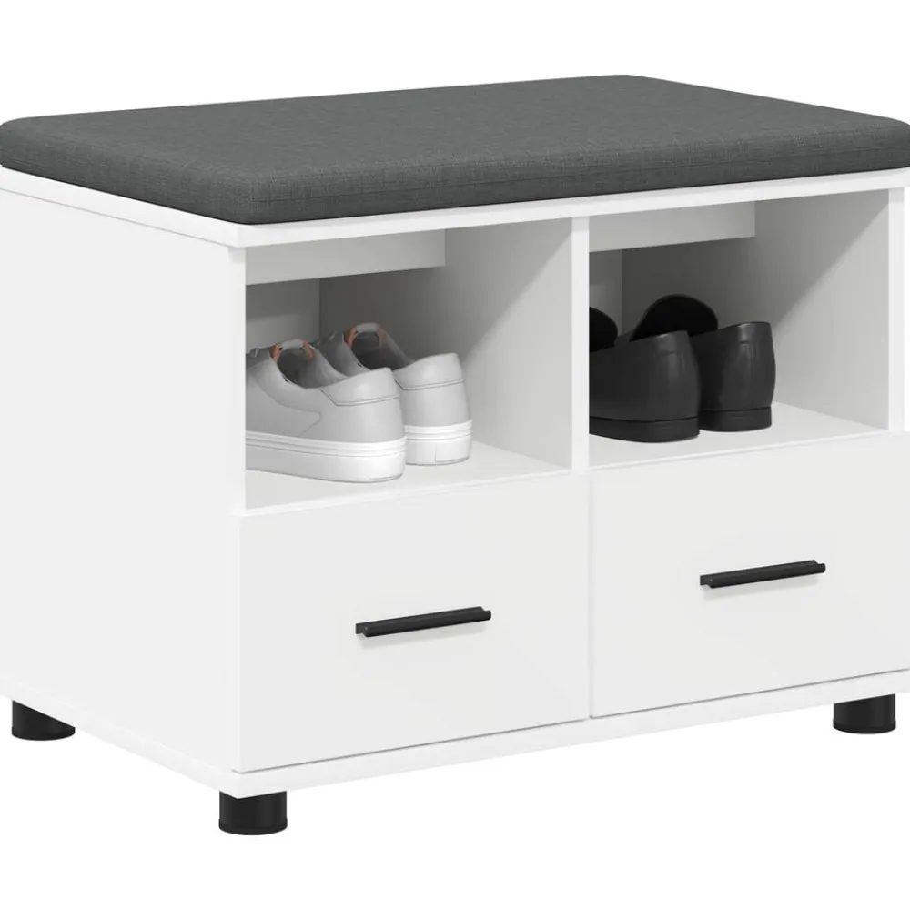 vidaXL Banco de entrada 60 x 38 x 46 cm Madera Ingenierizada y Tela White Outlet