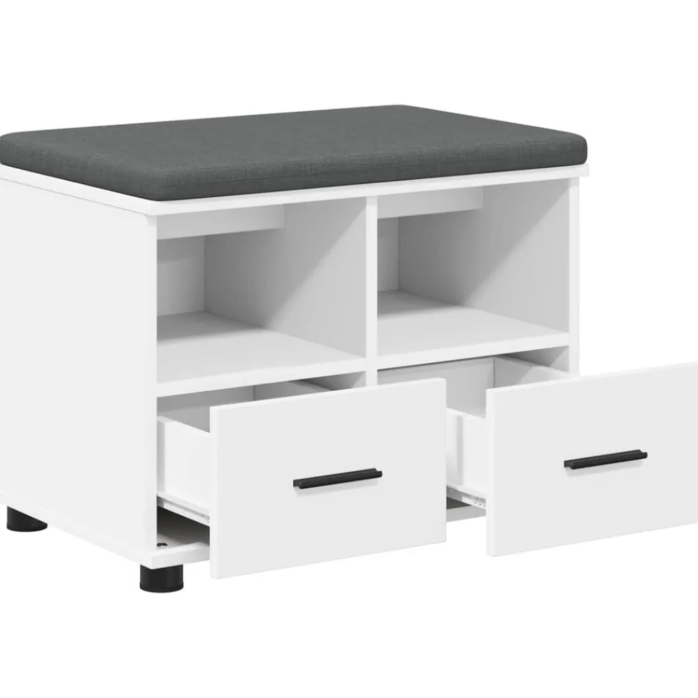 vidaXL Banco de entrada 60 x 38 x 46 cm Madera Ingenierizada y Tela White Outlet
