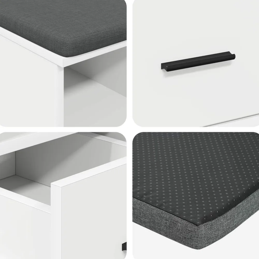 vidaXL Banco de entrada 60 x 38 x 46 cm Madera Ingenierizada y Tela White Outlet