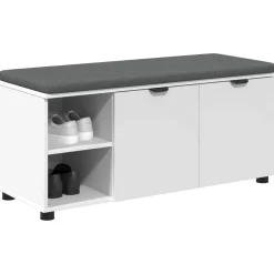 vidaXL Banco de entrada 100 x 38 x 46 cm Madera Ingenierizada y Tela White