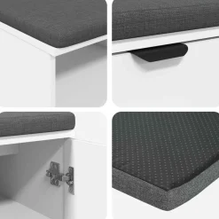 vidaXL Banco de entrada 100 x 38 x 46 cm Madera Ingenierizada y Tela White