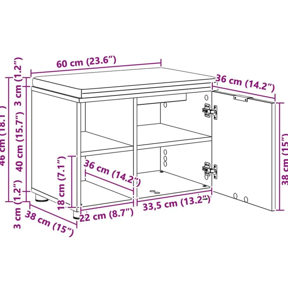 vidaXL Bancos-Banco de entrada 60 x 38 x 46 cm Madera Ingenierizada y Tela