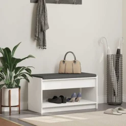 vidaXL Banco de entrada 83 x 38 x 45 cm Madera Ingenierizada y Tela Discount