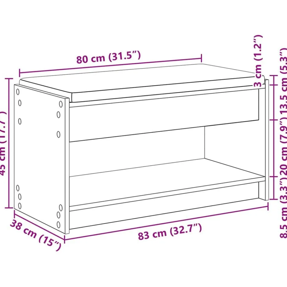 vidaXL Banco de entrada 83 x 38 x 45 cm Madera Ingenierizada y Tela Discount