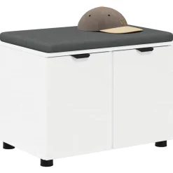 vidaXL Banco de entrada 60 x 38 x 46 cm Madera Ingenierizada y Tela White Clearance