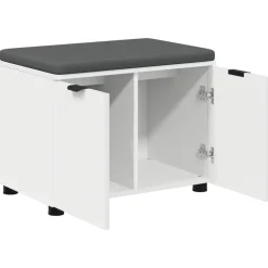 vidaXL Banco de entrada 60 x 38 x 46 cm Madera Ingenierizada y Tela White Clearance