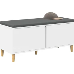 vidaXL Banco de entrada 100 x 38 x 46 cm Madera Ingenierizada y Tela White Online