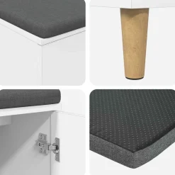 vidaXL Banco de entrada 100 x 38 x 46 cm Madera Ingenierizada y Tela White Online