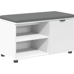 vidaXL Banco de entrada 80 x 38 x 46 cm Madera Ingenierizada y Tela White Hot