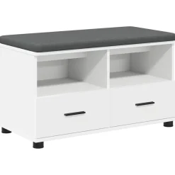vidaXL Banco de entrada 80 x 38 x 46 cm Madera Ingenierizada y Tela White Sale