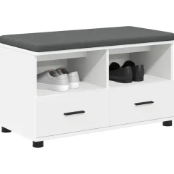vidaXL Banco de entrada 80 x 38 x 46 cm Madera Ingenierizada y Tela White Sale