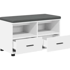 vidaXL Banco de entrada 80 x 38 x 46 cm Madera Ingenierizada y Tela White Sale