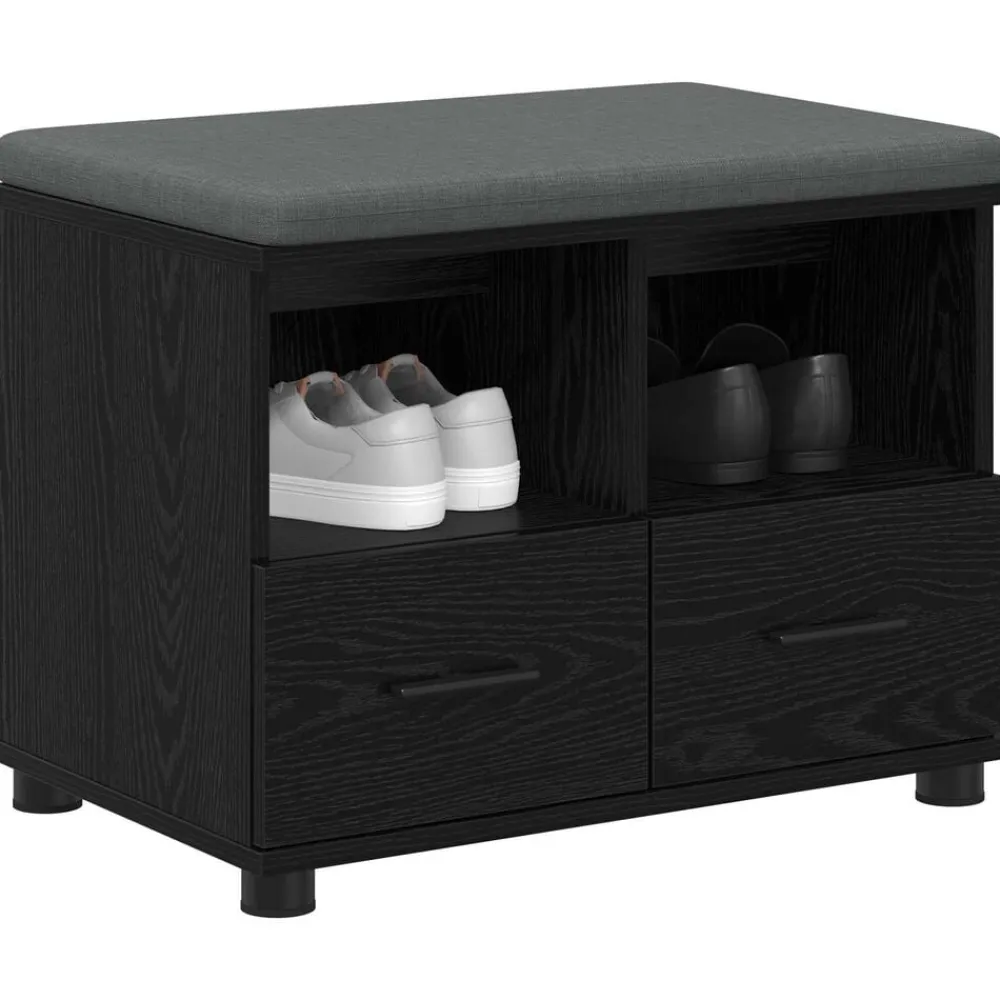 vidaXL Banco de entrada con cojín 60 x 38 x 46 cm Roble negro Best