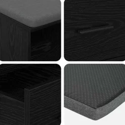 vidaXL Banco de entrada con cojín 60 x 38 x 46 cm Roble negro Best