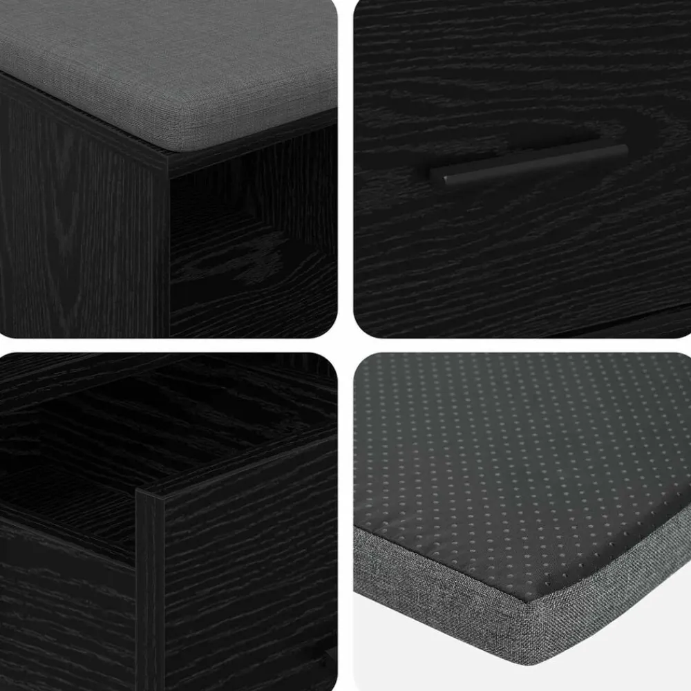 vidaXL Banco de entrada con cojín 60 x 38 x 46 cm Roble negro Best