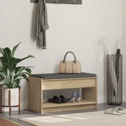 vidaXL Banco de entrada con cojín Roble Sonoma 83 x 38 x 45 cm Hot