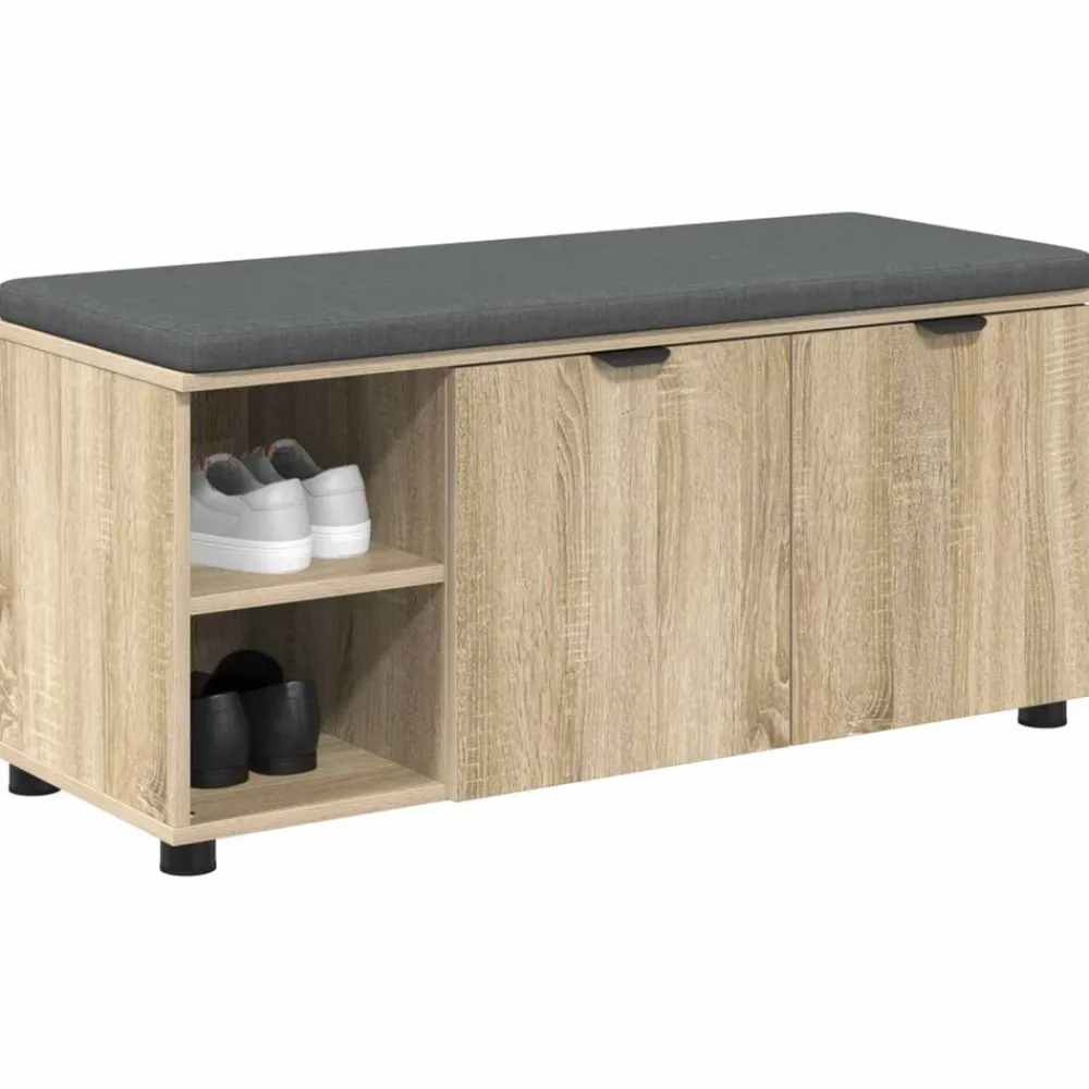 vidaXL Banco de entrada con cojín 100 x 38 x 46 cm Roble Sonoma Online