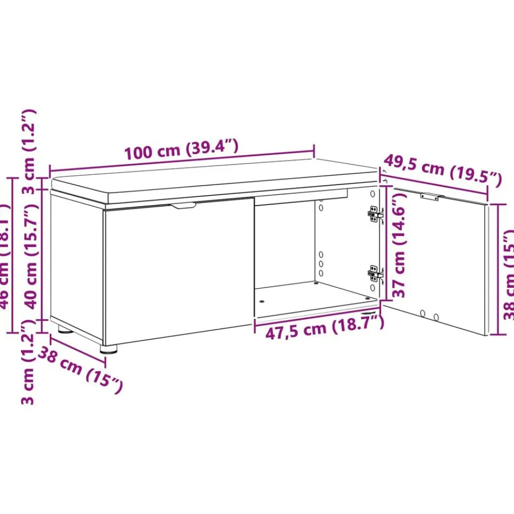 vidaXL Bancos-Banco de entrada con cojín 100 x 38 x 46 cm