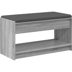 vidaXL Bancos-Banco de entrada con cojín Gris Sonoma 83 x 38 x 45 cm