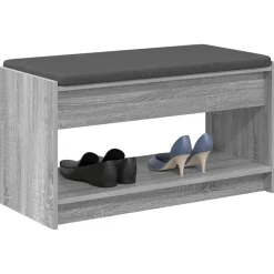 vidaXL Bancos-Banco de entrada con cojín Gris Sonoma 83 x 38 x 45 cm