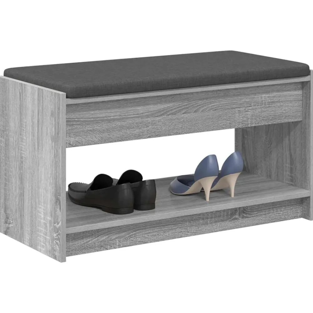 vidaXL Bancos-Banco de entrada con cojín Gris Sonoma 83 x 38 x 45 cm