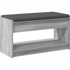 vidaXL Bancos-Banco de entrada con cojín Gris Sonoma 83 x 38 x 45 cm