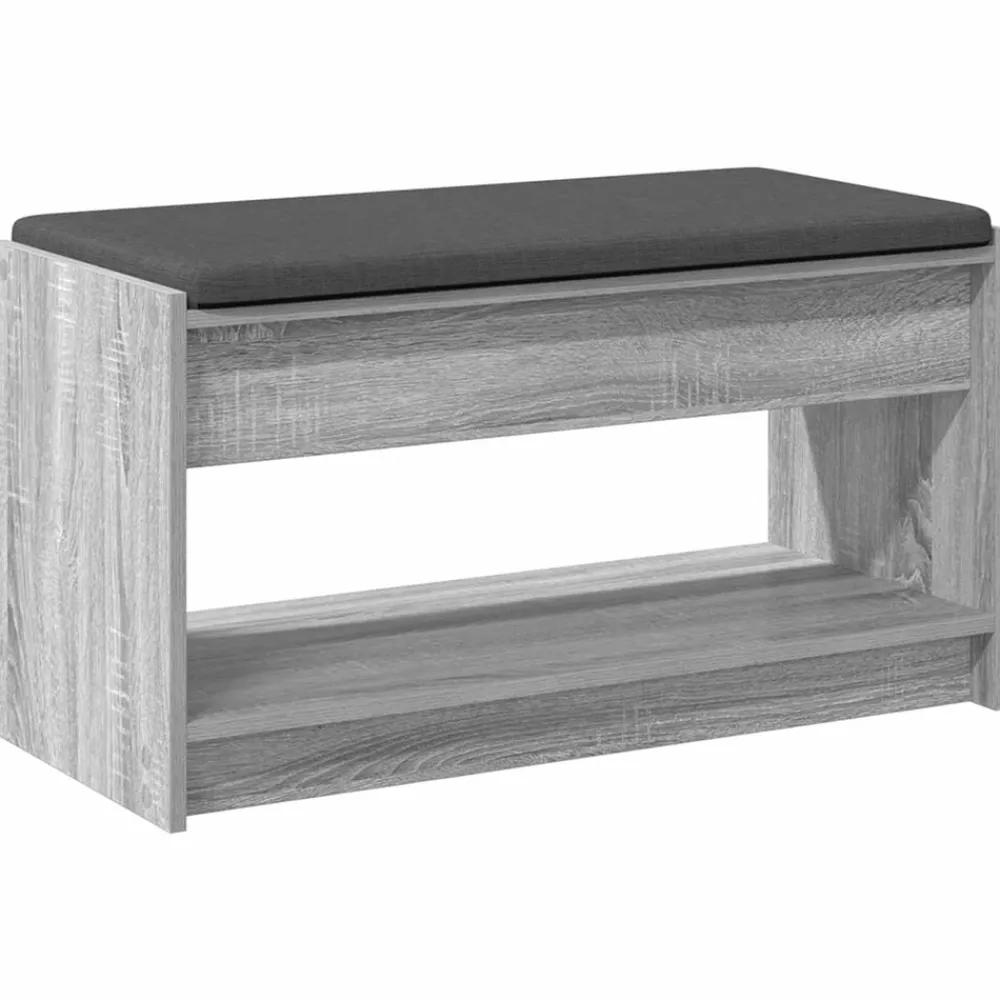 vidaXL Bancos-Banco de entrada con cojín Gris Sonoma 83 x 38 x 45 cm