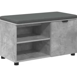 vidaXL Bancos-Banco de entrada con cojín Gris Concreto 80 x 38 x 46 cm