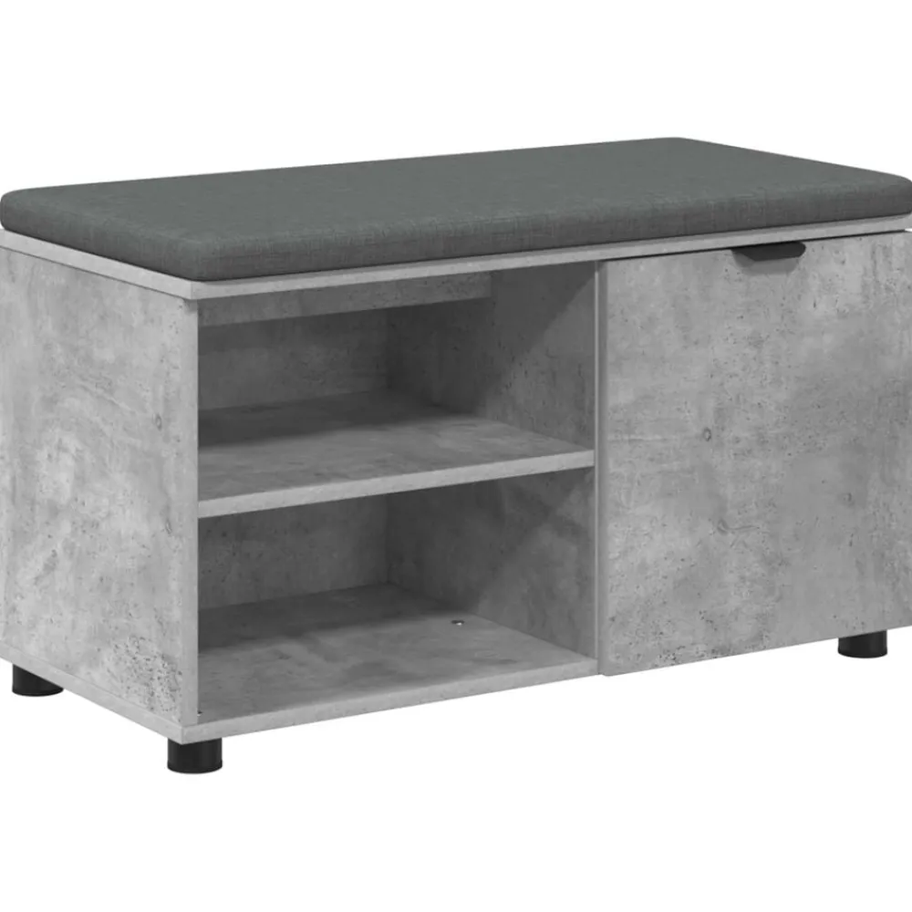vidaXL Bancos-Banco de entrada con cojín Gris Concreto 80 x 38 x 46 cm